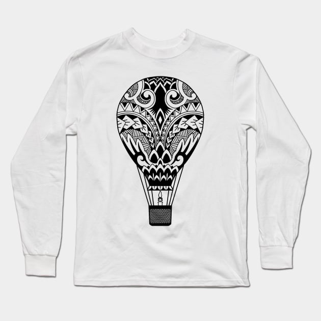 Tribal Hot Air Balloon Long Sleeve T-Shirt by JR Tattoos